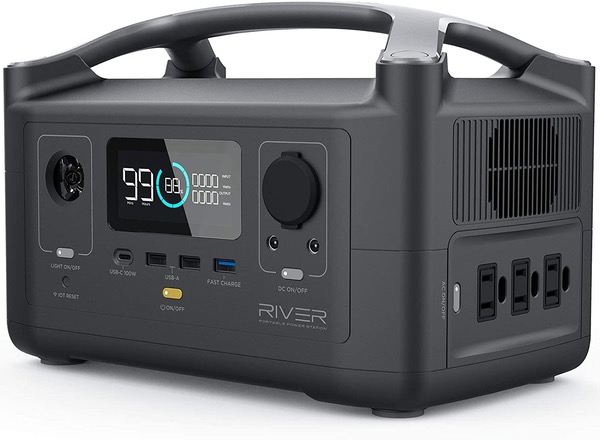 EF ECOFLOW Portable Power Station RIVER 600, 288Wh Backup Lithium Battery with 3 600W (Peak 1800W) AC Outlets & LED Flashlight, Clean & Silent Solar Generator for Outdoor Camping RV Emergencies Home