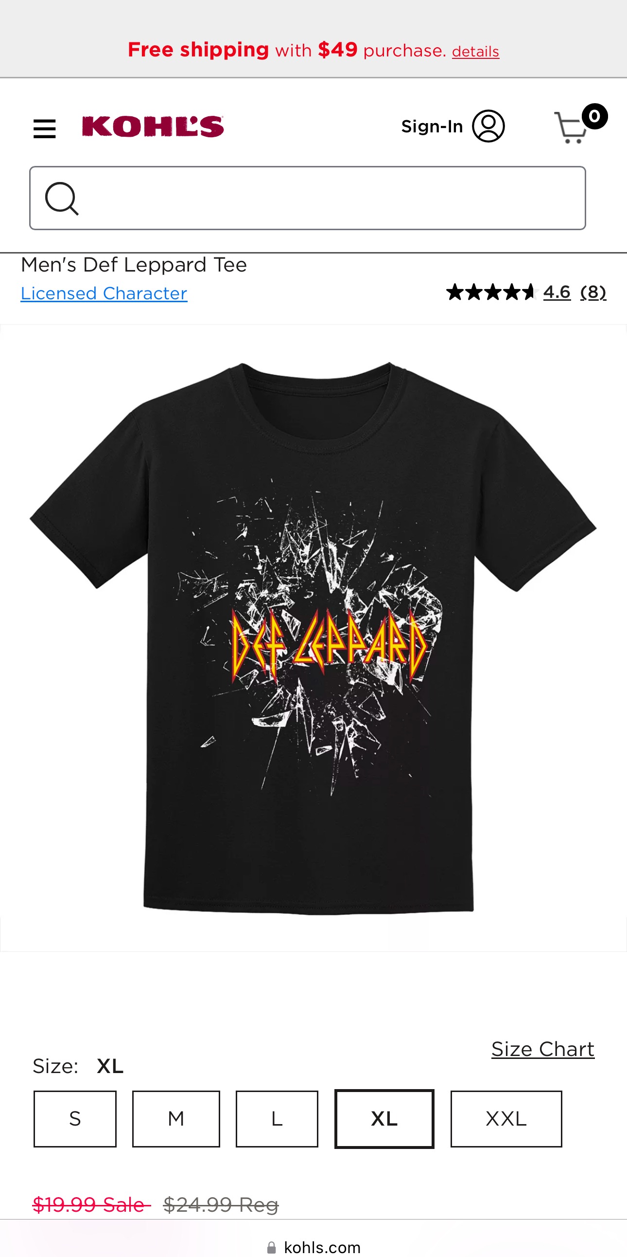 Def Leppard XL T Shirt (Kohl's Website)