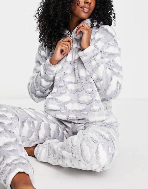 cozy white fleece pajamas