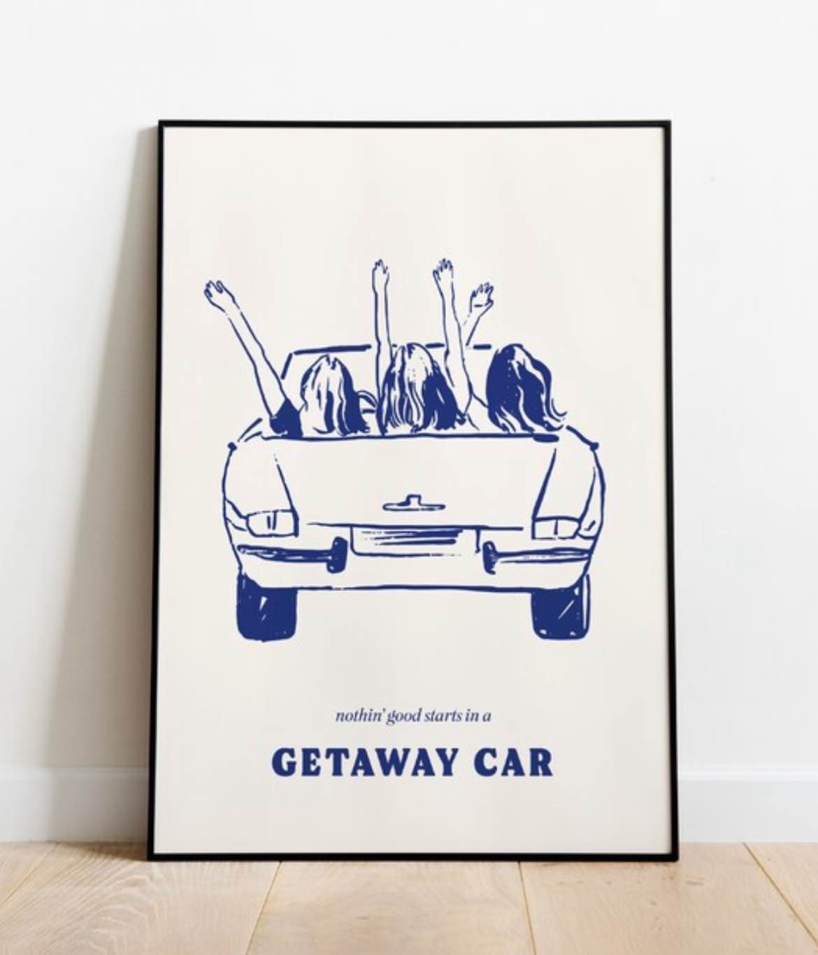 Getaway Car Print • Taylor Swiftie Lyrics | Blue Wall Art Digital Download | Boho Drawing Car Coastal | Retro Aesthetic Minimal Illustration