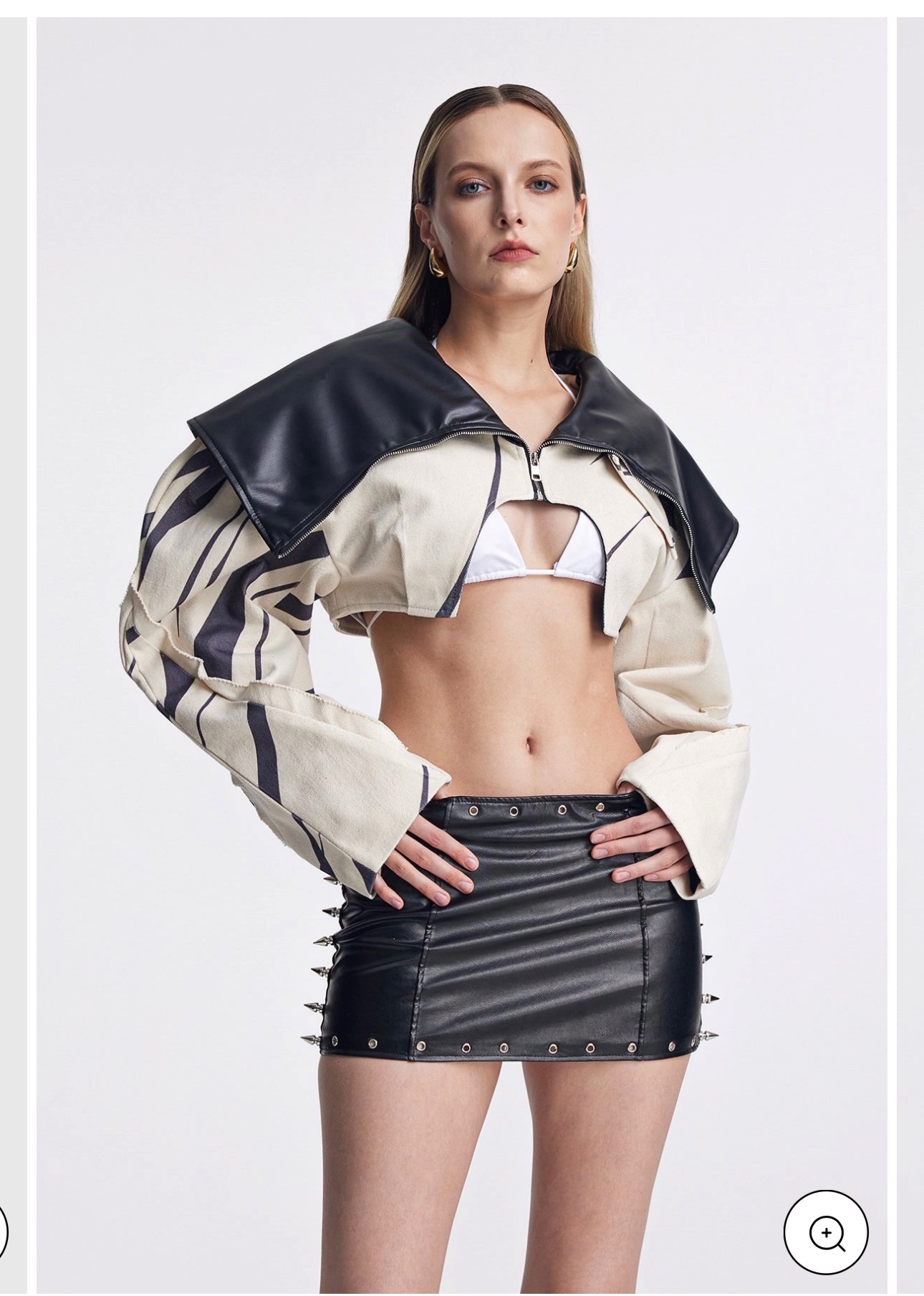 Barbara Leather Stripe Short Jacket