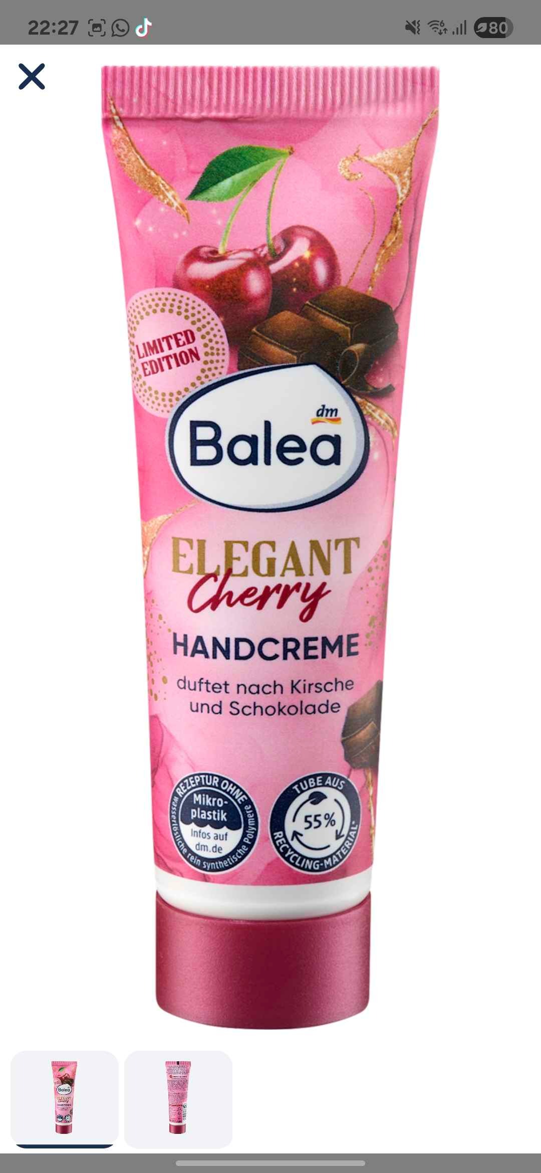 Cremă de mâini Cherry, 30 ml