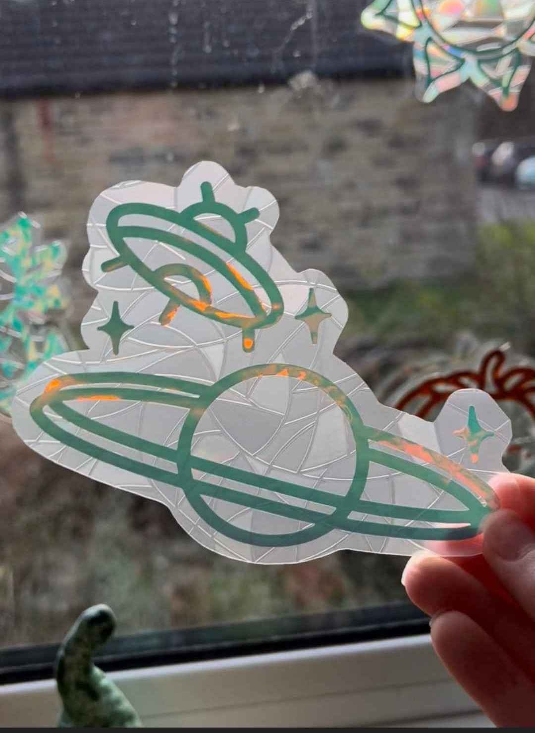 Outer Space Suncatcher, Window Decal, Space Rainbow Maker, Rainbow Window Sticker, Window Art, Sun Catcher Sticker, Spring Sticker