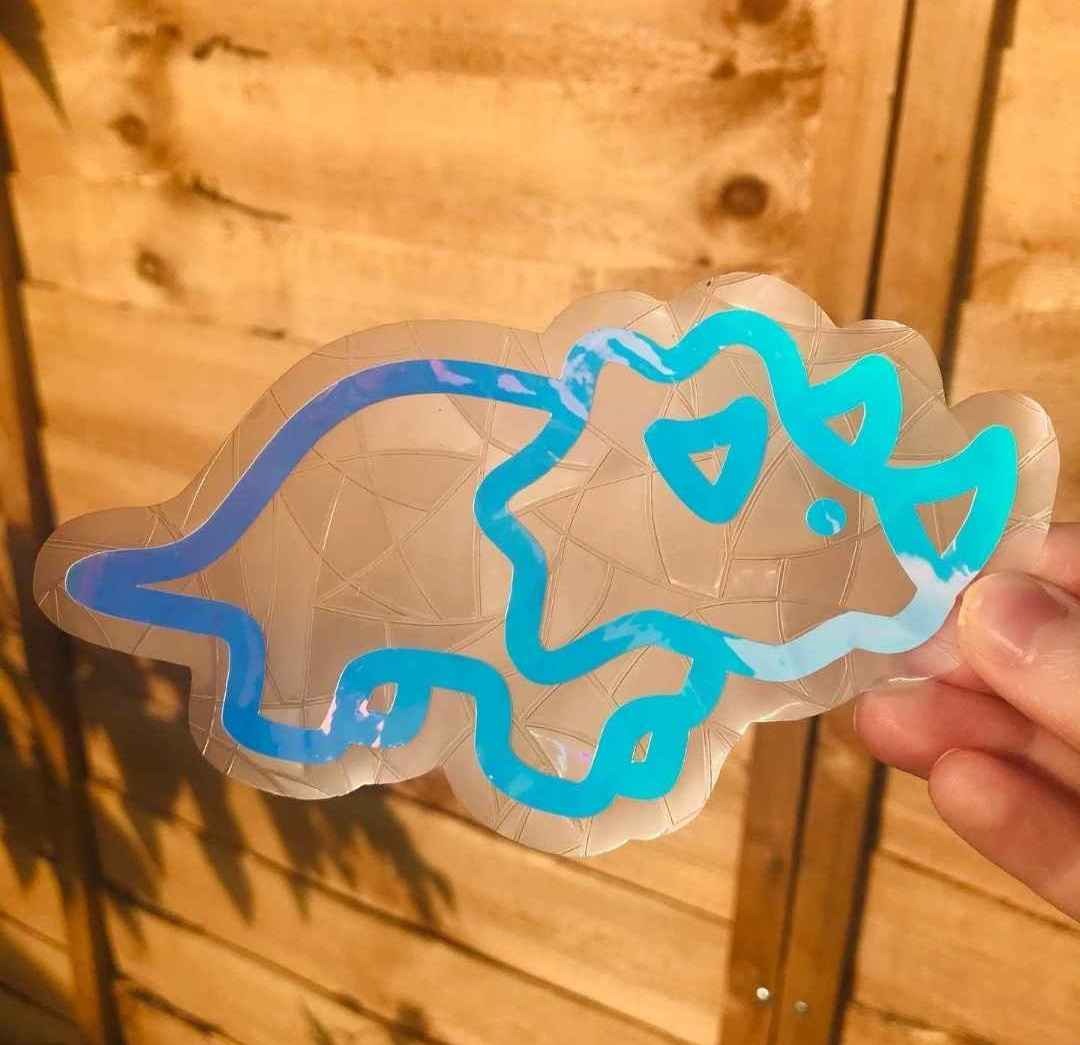 Triceratops Suncatcher, Window Decal, Suncatcher Sticker, Rainbow Maker, Dinosaur Window Sticker, Suncatcher Sticker, Window Art, Dino Gift