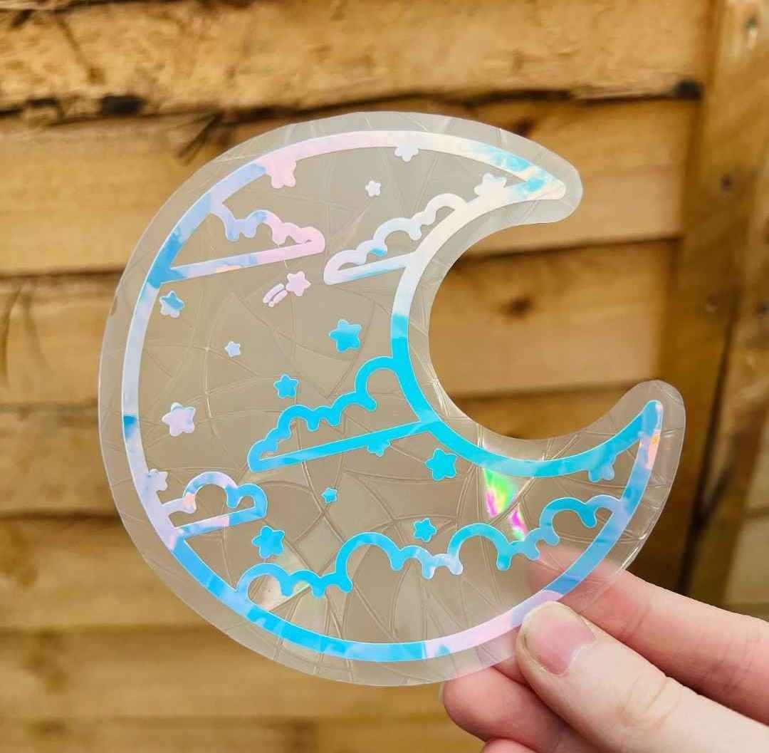 Celestial Moon Suncatcher, Window Decal, Suncatcher Sticker, Rainbow Maker, Window Sticker, Suncatcher Sticker, Window Art, Suncatcher Gift