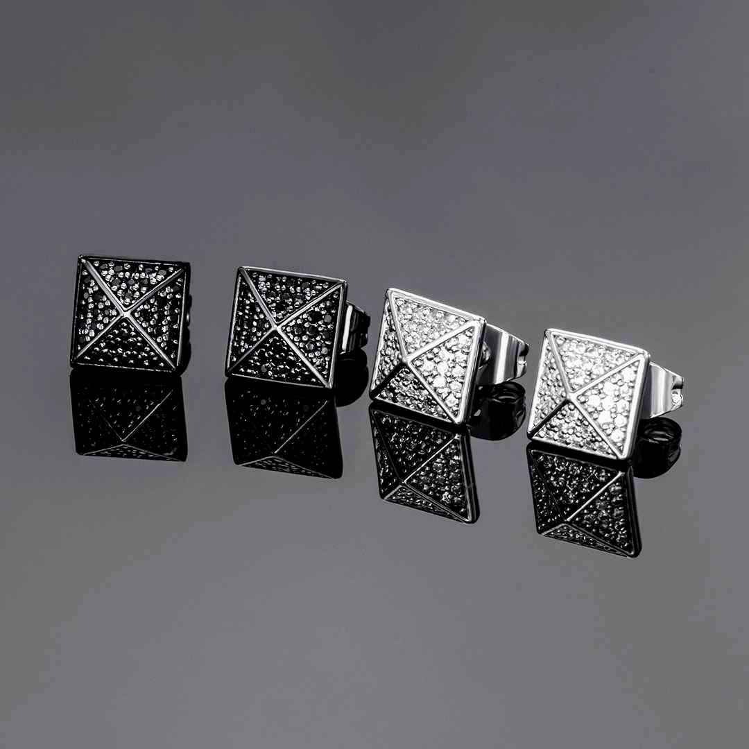 Iced Pyramid Stud Earrings - Helloice Jewelry