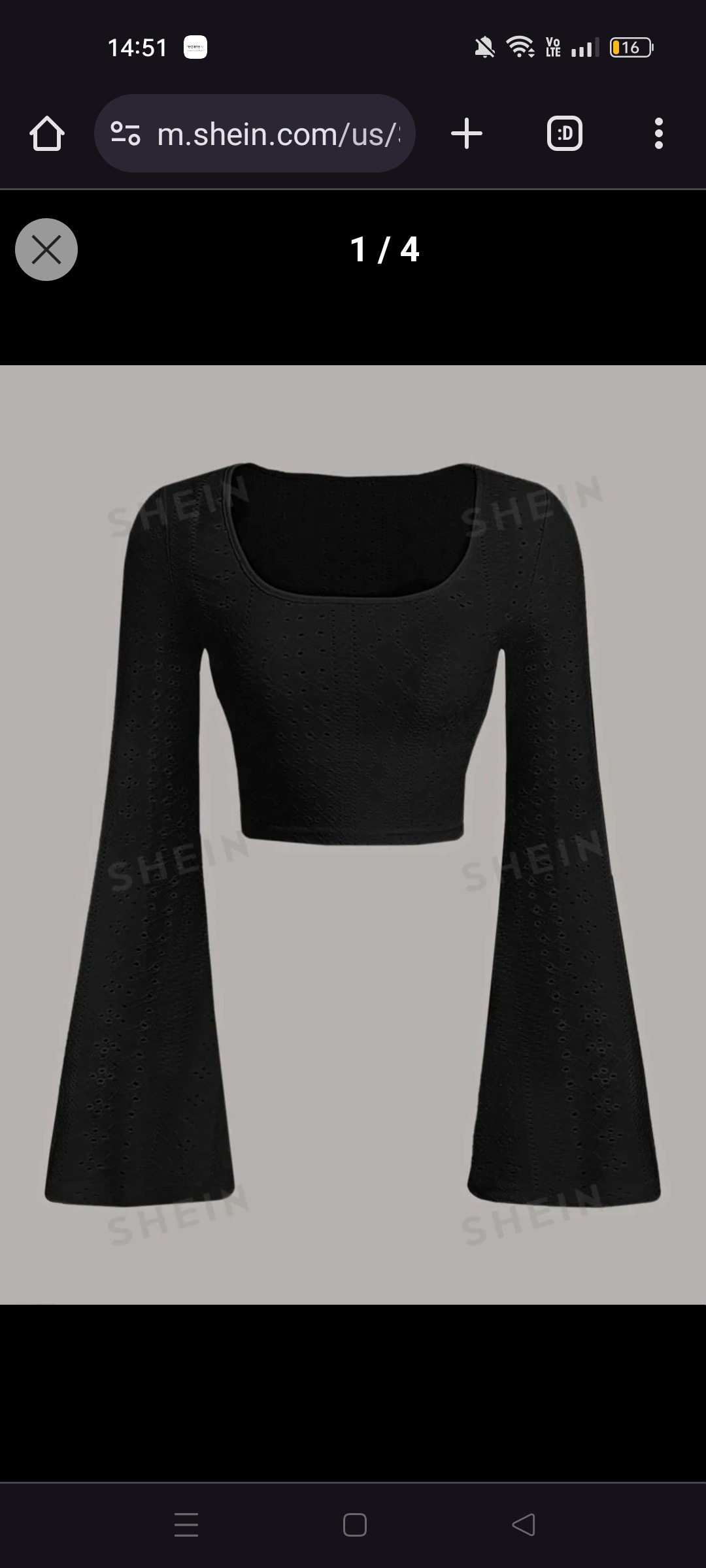 Black Knit Flare Sleeve Women's T-shirt