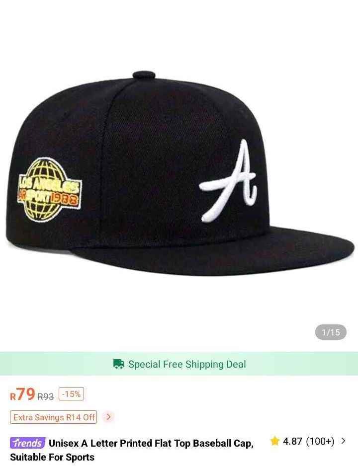 Unisex A Letter Printed Flat Top Baseball Cap, Suitable For Sports