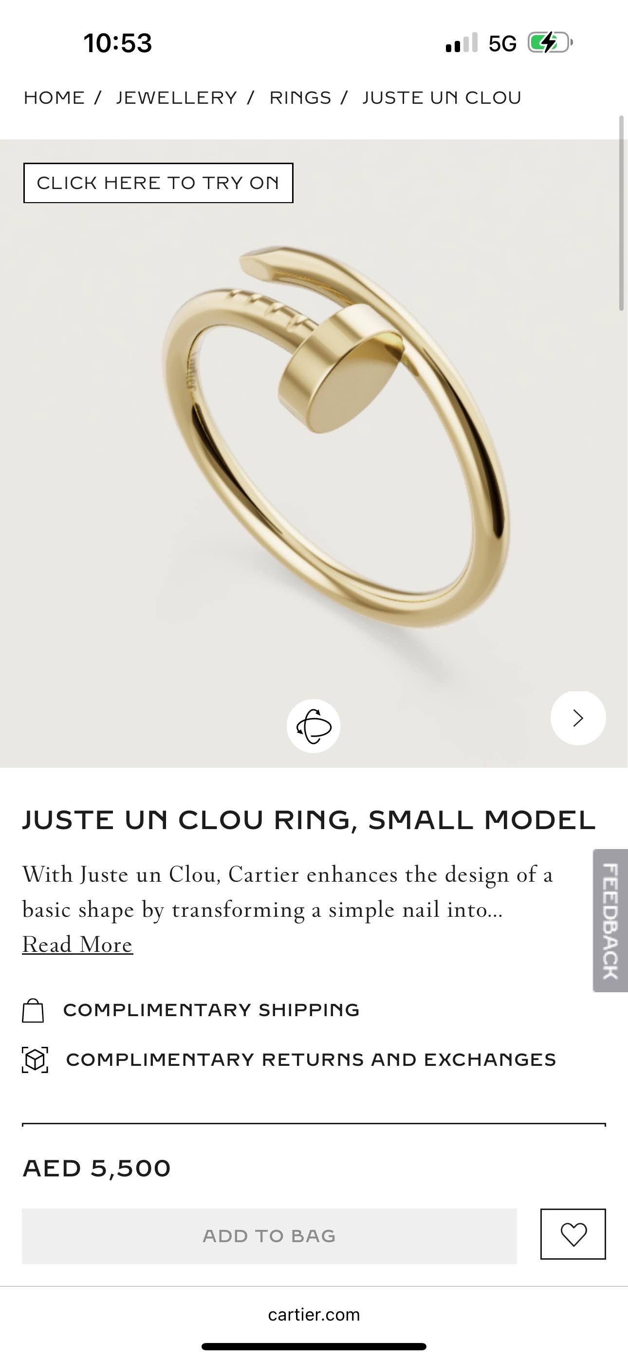 JUSTE UN CLOU RING, SMALL MODEL