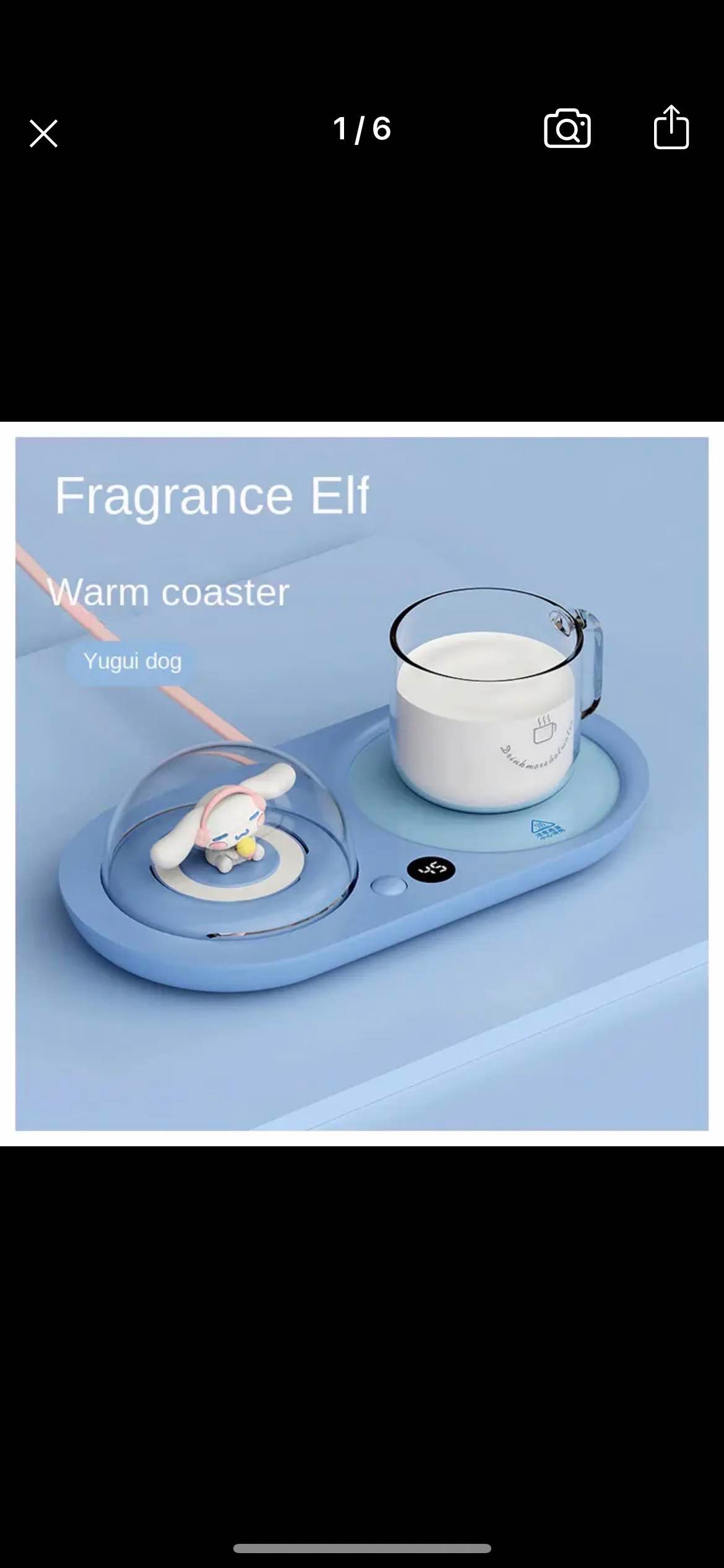 Anime Cartoon Sanrioed Cinnamoroll Glass 55 ° Thermostatic Cup Kawaii Heated Milk Coaster Cute Adjustable Temperature Coaster