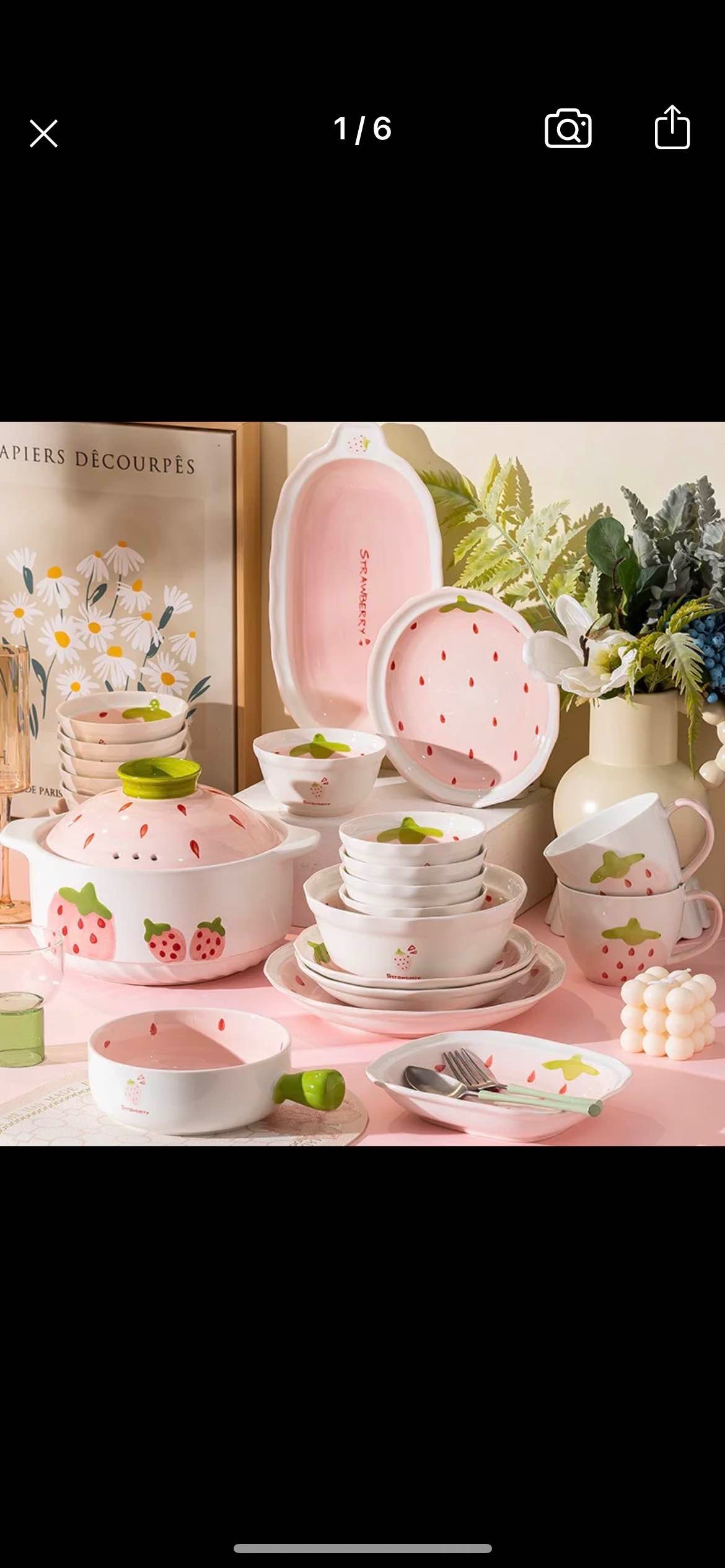 Strawberry Bowl And Dish Set Cute Ceramic Tableware Set Beautiful Bowl Plate Bowl Set For Home Kintchen