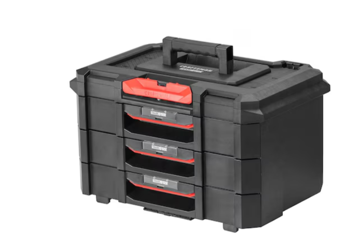 CRAFTSMAN TRADESTACK 21.5-in W x 15.4-in H x 13.85-in D 3-Drawer Black Plastic Tool Box