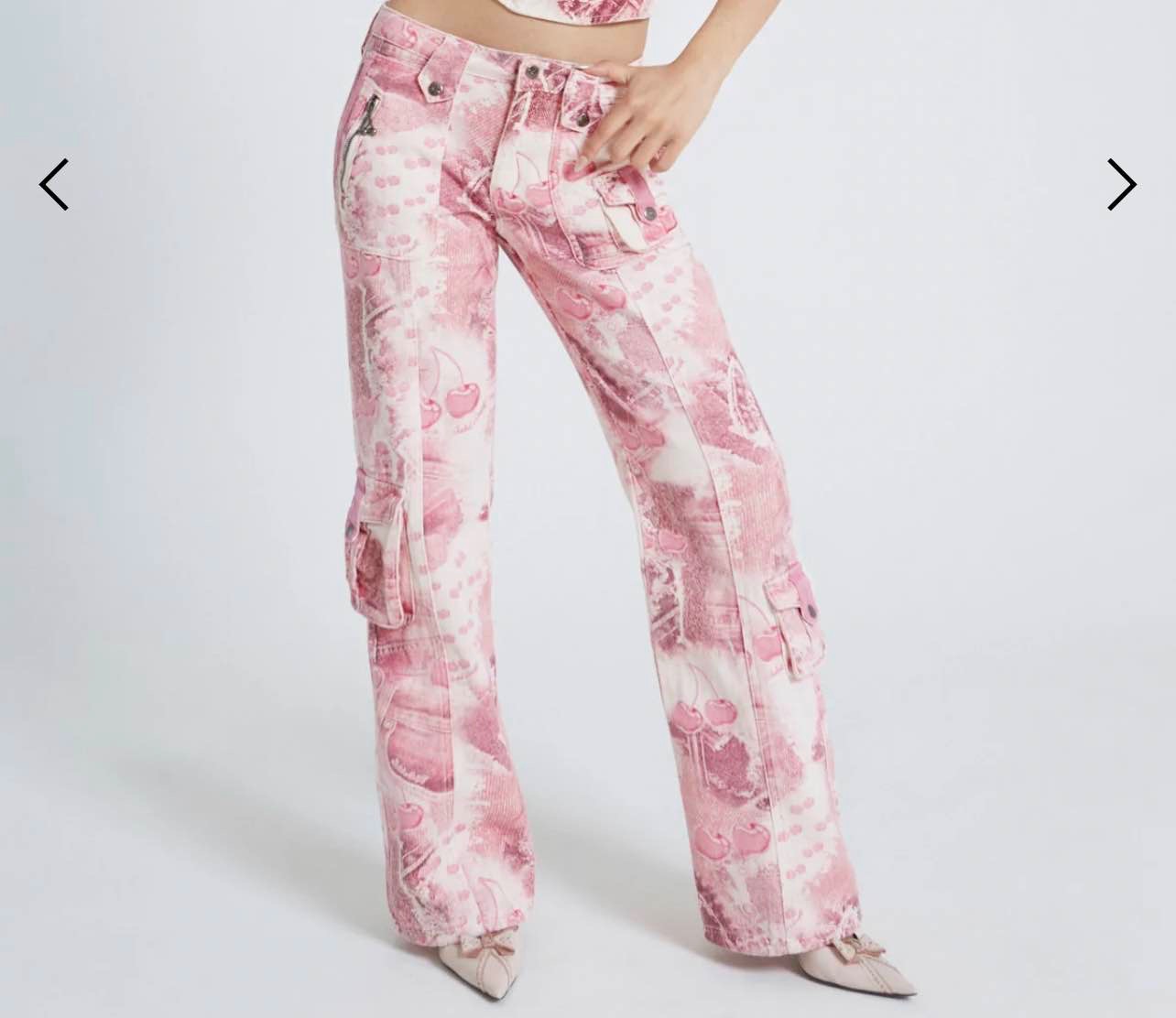 CHERRY BABYGIRL DENIM CARGO TROUSERS