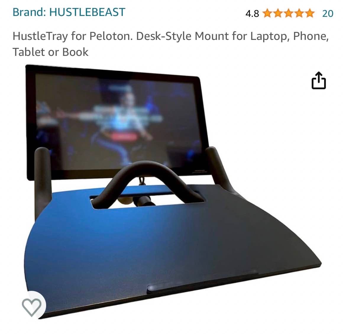 HustleTray for Peloton. Desk-Style Mount for Laptop, Phone, Tablet or Book