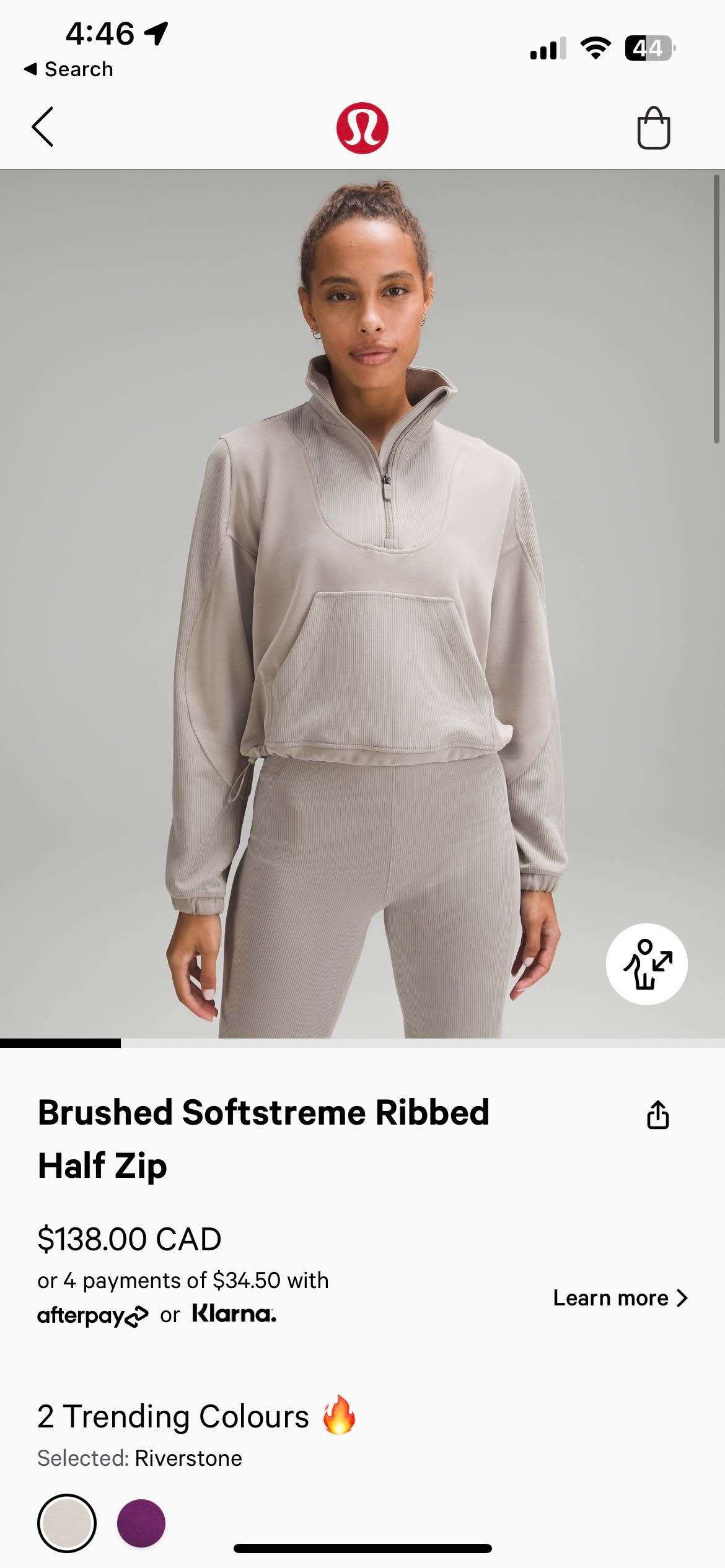 Brushed Softstreme Ribbed Half Zip