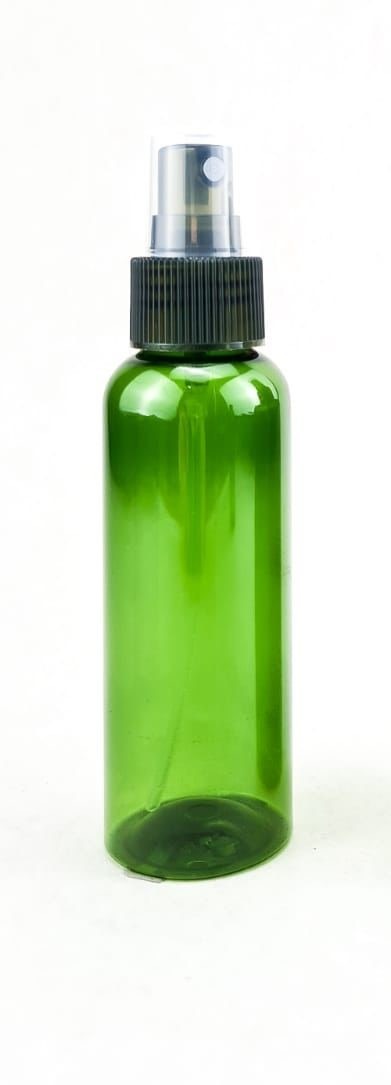 Get 100ml Olive Green PET Round Bottle with Green Mist Spray Online at Medta.