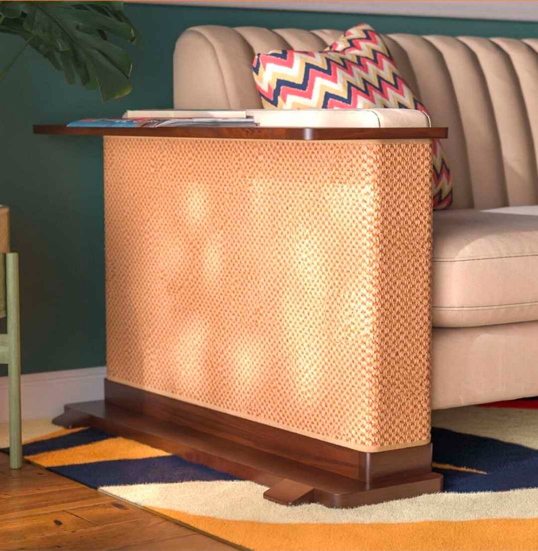 Corner End Table with Cat Scratch Panel