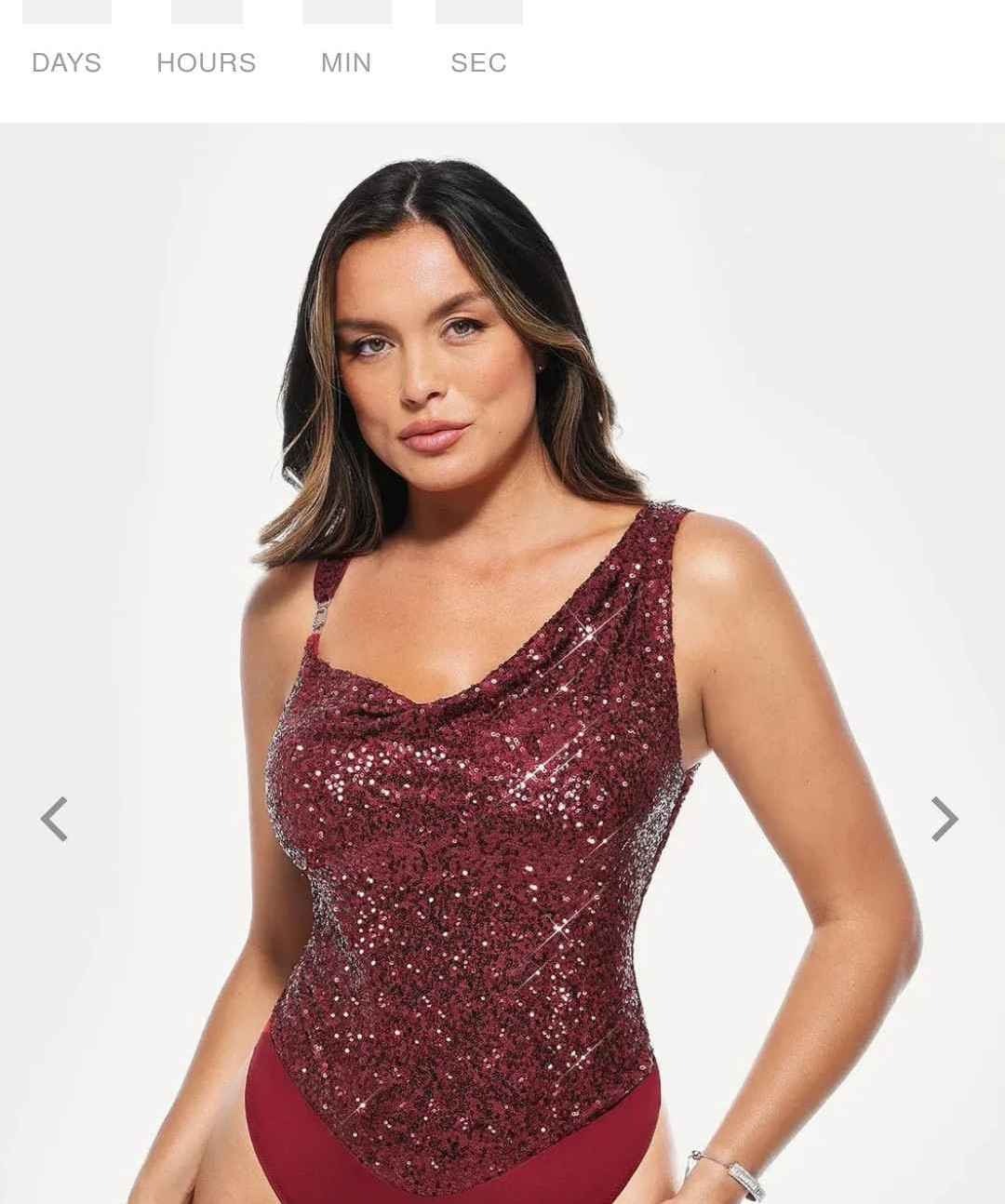 Sequin Cowl Neck Chain Detail Sculpting Bodysuit