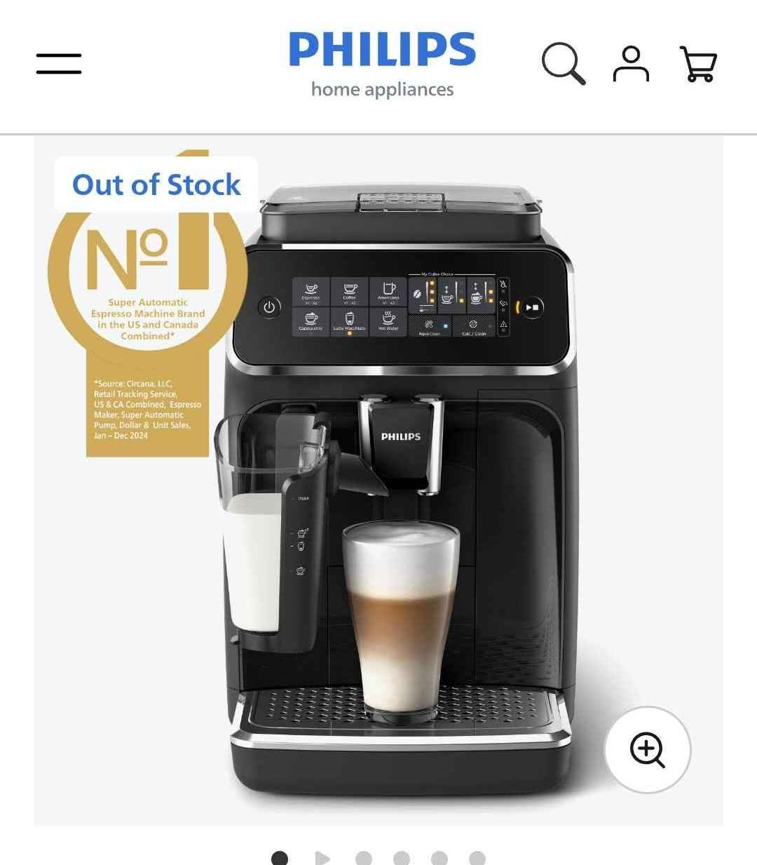 Philips 3200 Series Fully Automatic Espresso Machine - LatteGo with Am
