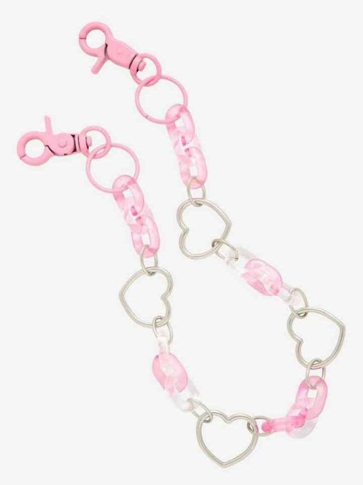Kawaii pink heart pants wallet chain