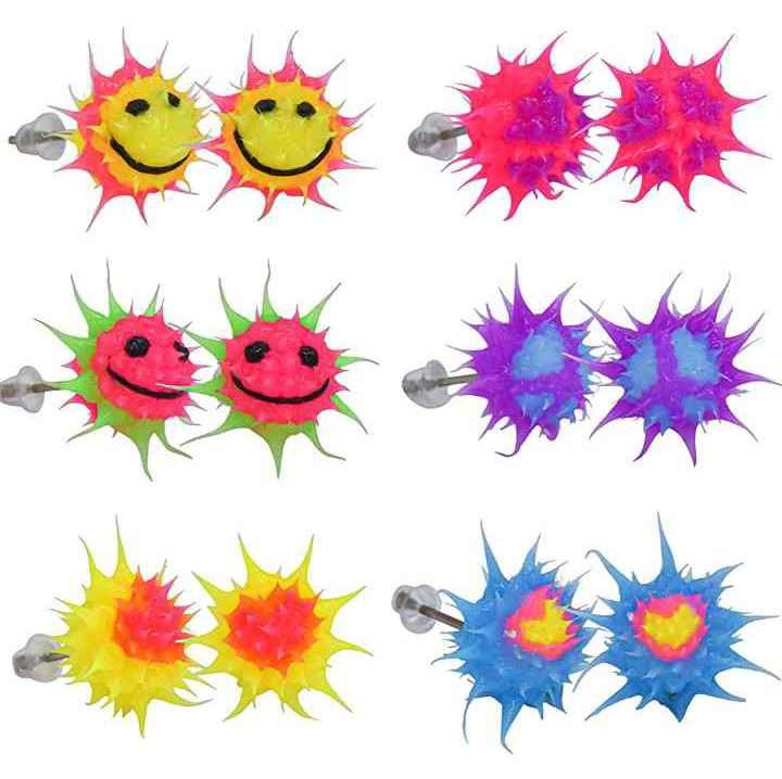 6 Pairs Y2K Earrings Set for Women, Glow in the Dark Kawaii Earrings for Teens, Smiley Face Earring Sets for Girls, Trendy Cute Funky Silicone Earing Pack, Alt Girl Aesthetic Unique Kidcore Jewelry Accessories