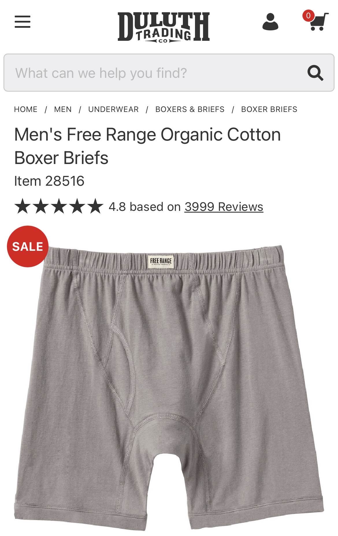 Men's Free Range Organic Cotton Boxer Briefs