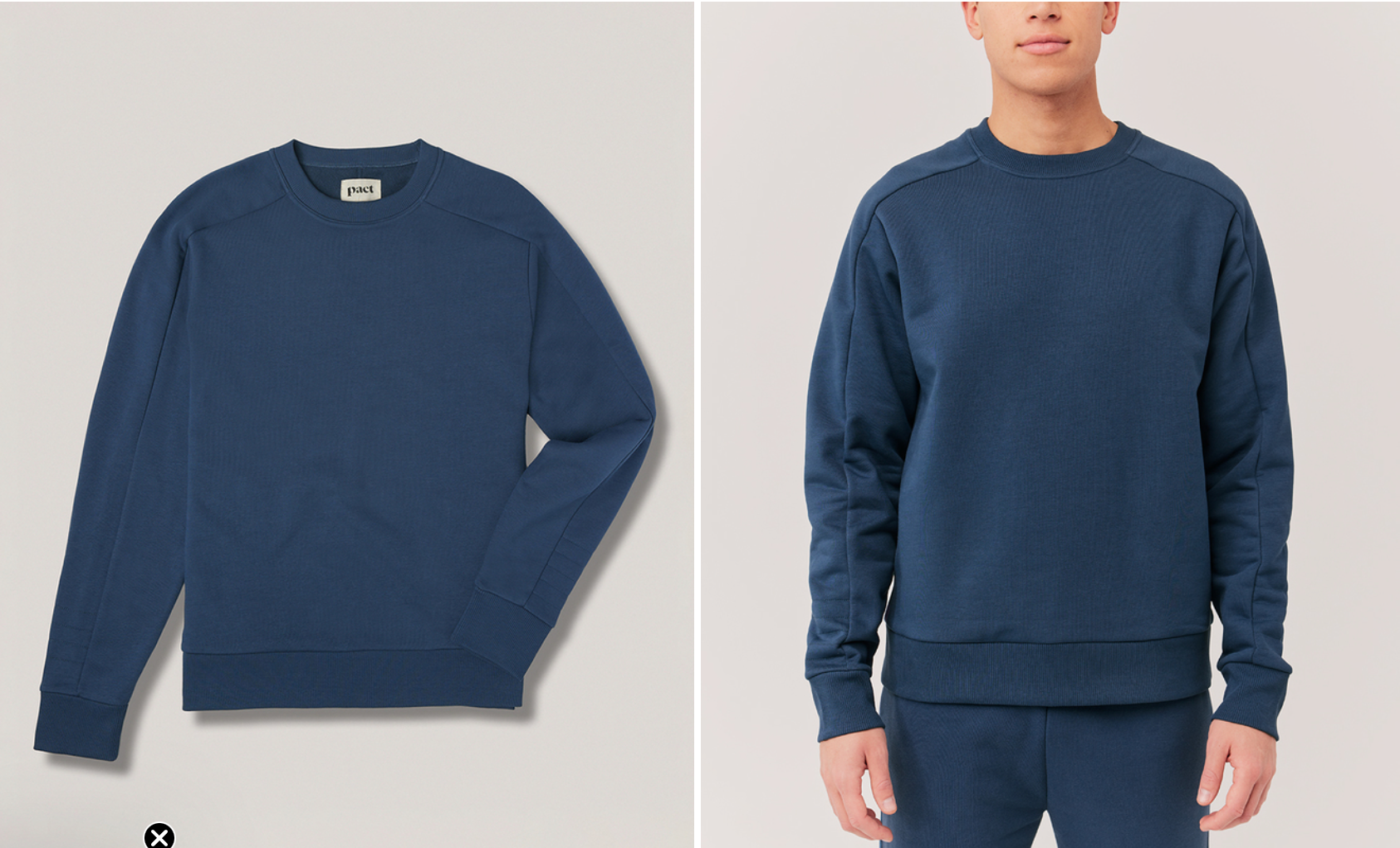 PACT Men's French Navy Courtside Crew Sweatshirt S