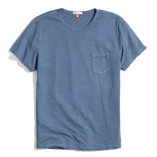 Short Sleeve Hemp Cotton Pocket Tee in Dark Denim
