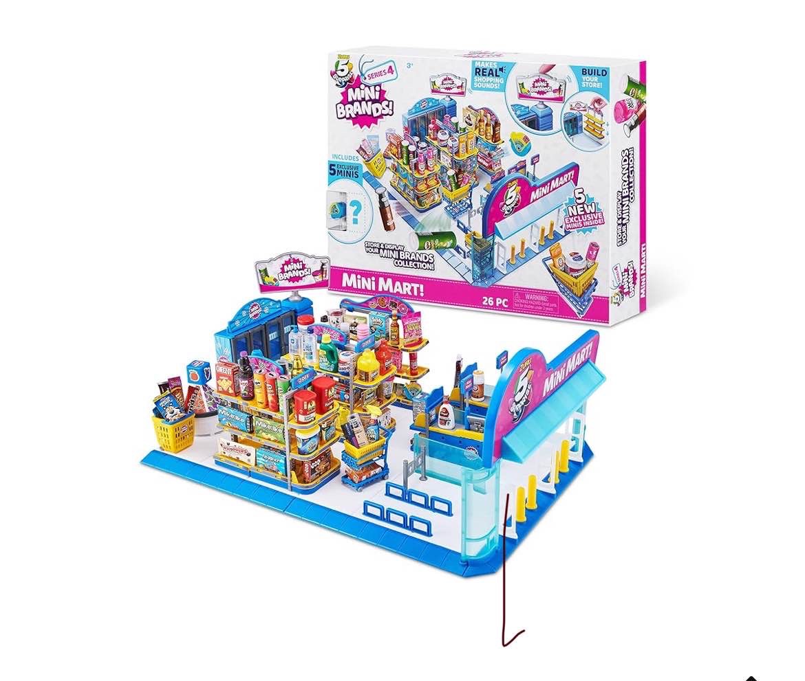 5 Surprise Mini Brands Mini Mart Playset Series 3 by ZURU with 5 Exclusive Mystery Mini Brands, Store and Display Your Mini Collectibles Collection!