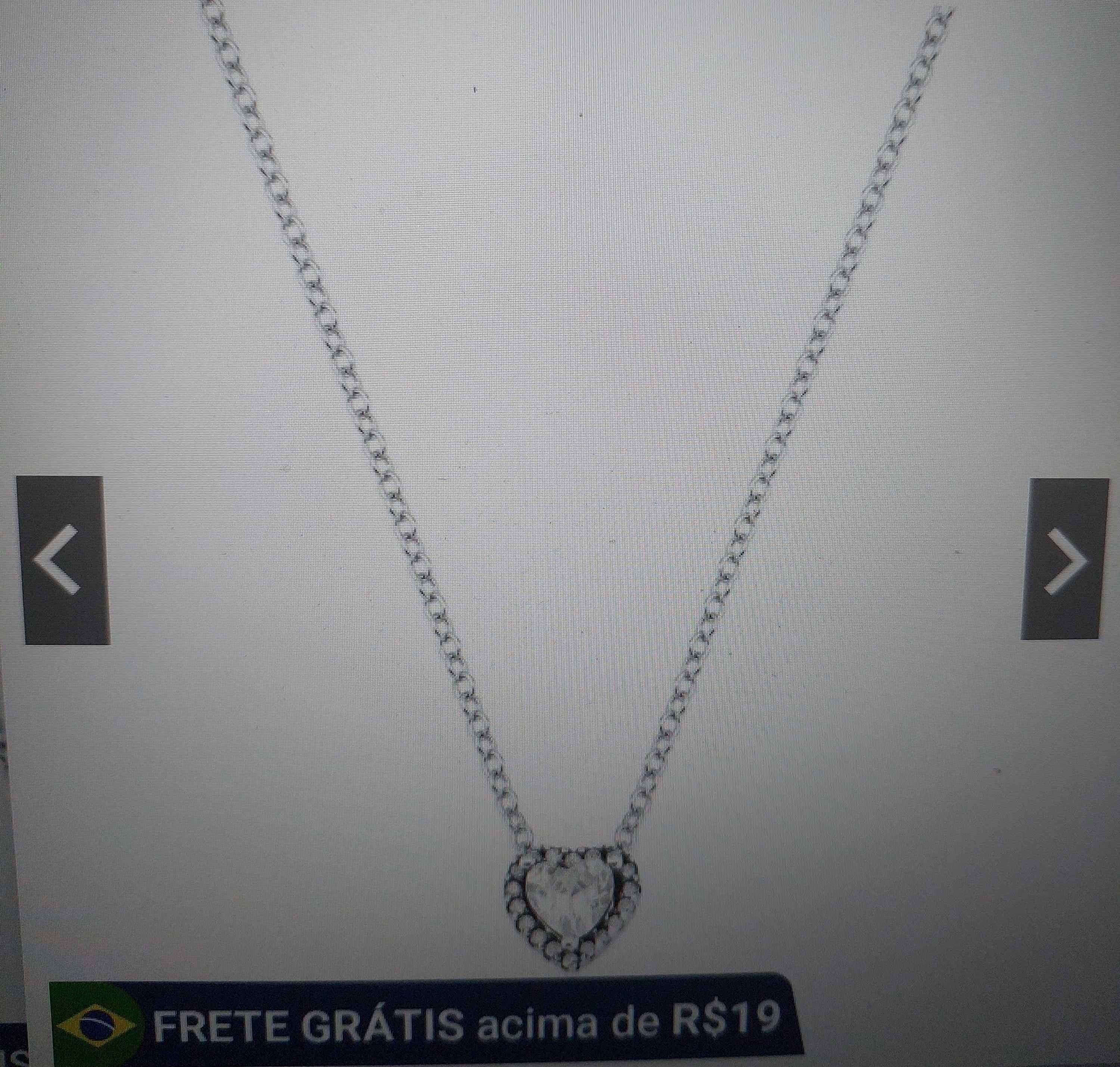 Colar Feminino de Prata 925 Cartier com Ponto de Luz Coração