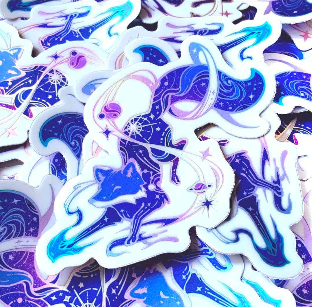 Cosmic Fox Vaporwave Stickers