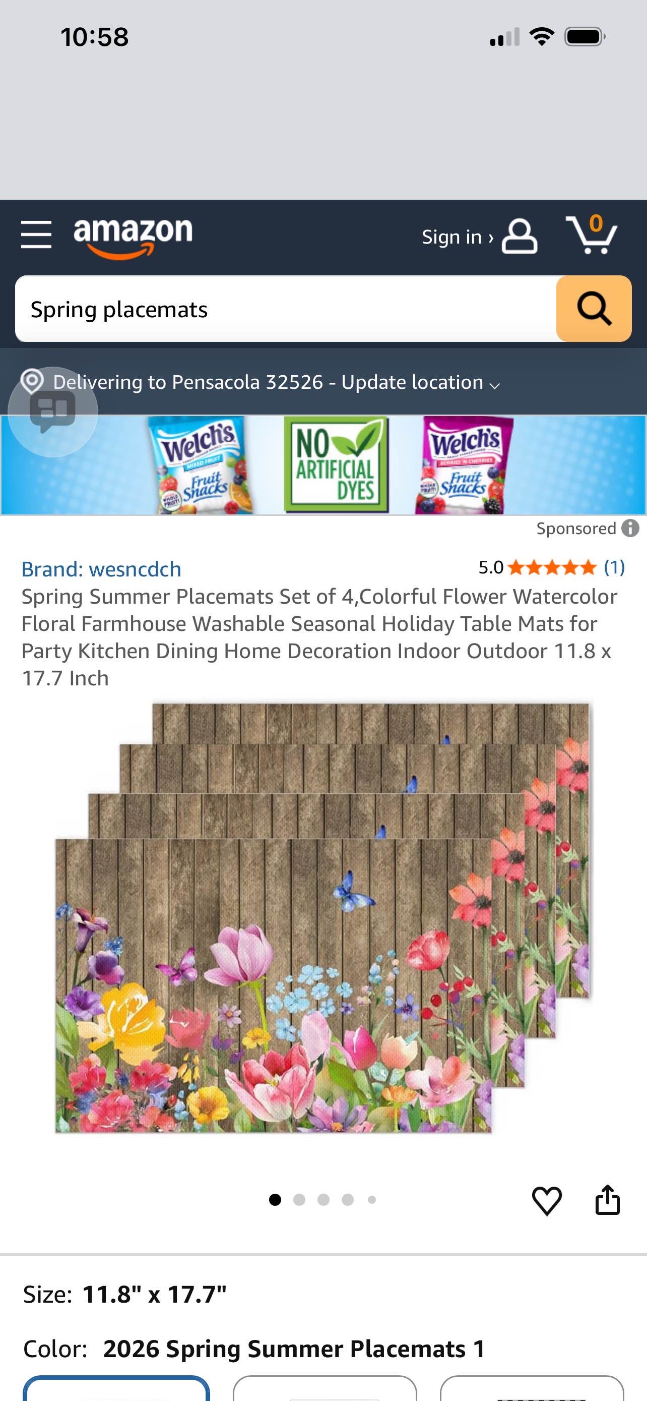 Spring Summer Placemats Set of 4, Colorful Flower Watercolor Floral Farmhouse Washable Seasonal Holiday Table Mats for Party Kitchen Dining Home Decoration Indoor Outdoor 11.8 x 17.7 Inch