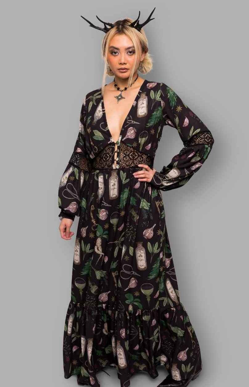 Morticia Dress - Black Forest Witch