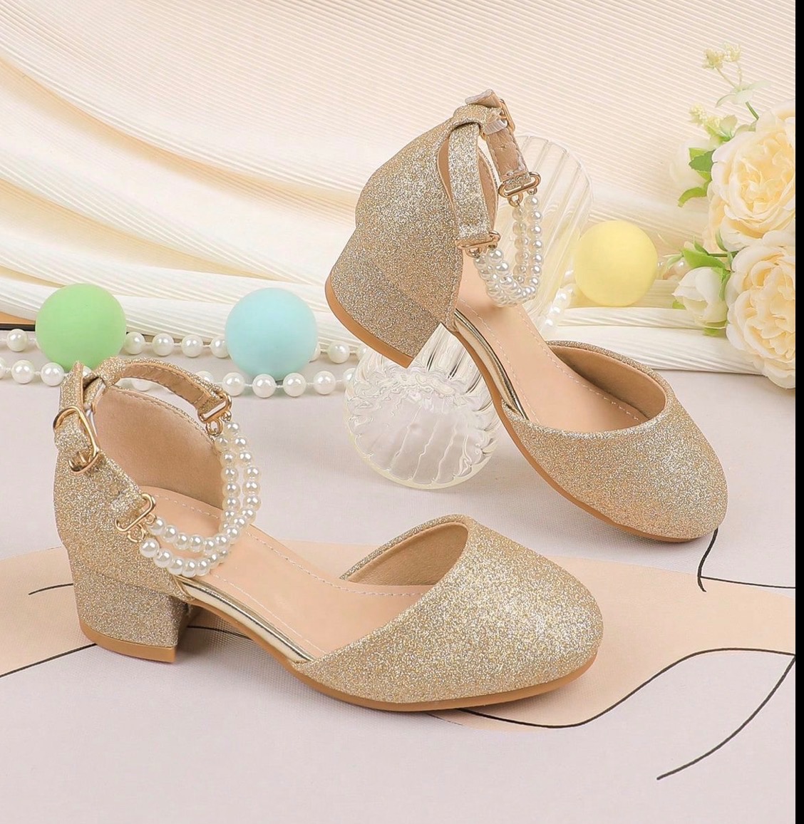 Gold doll shoes size 33