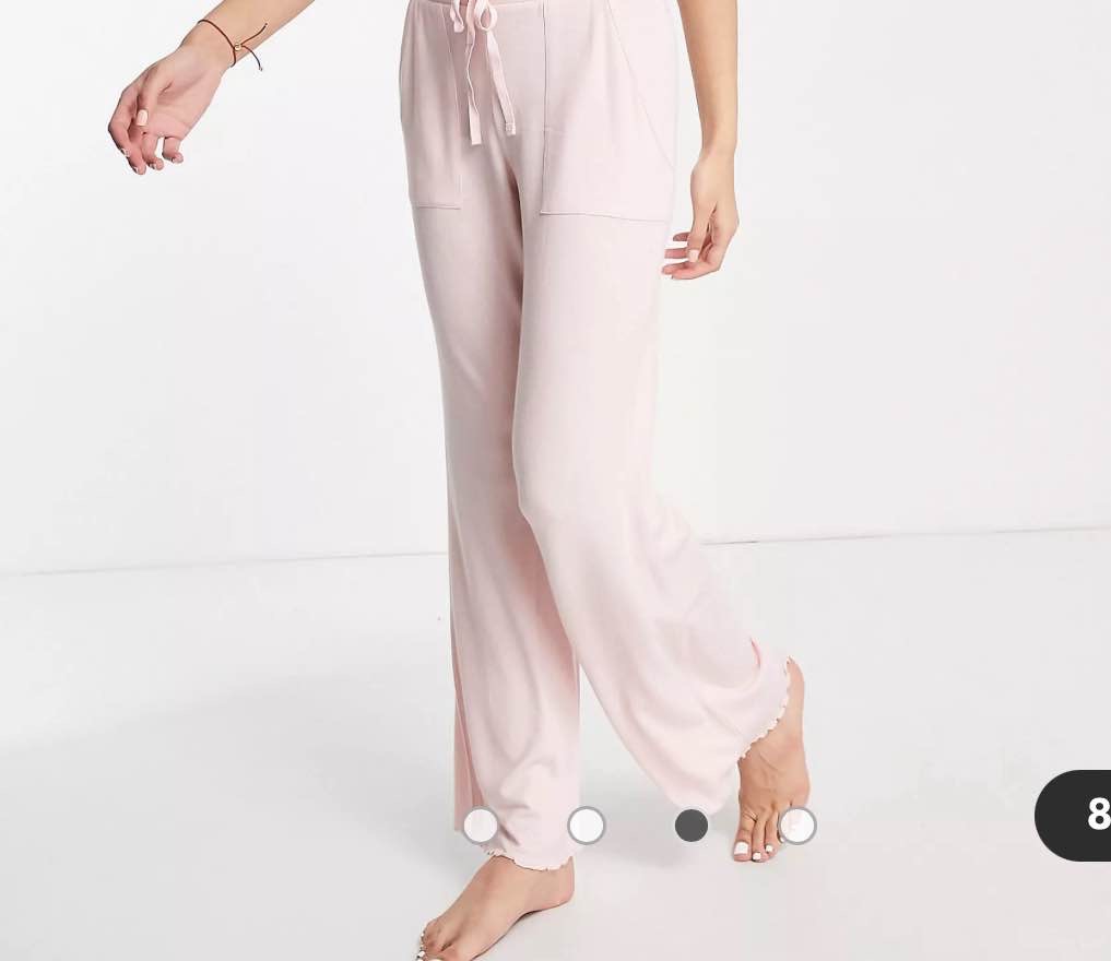 ASOS DESIGN lounge mix & match super soft pants with lettuce hem in pink