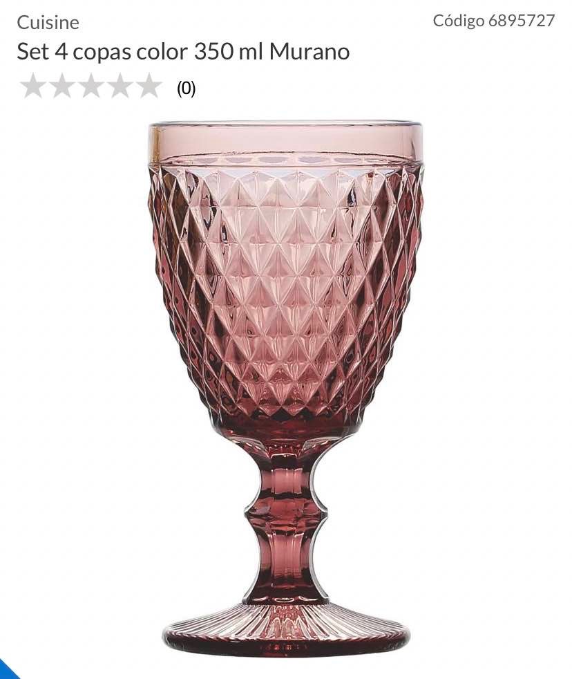 Set 4 copas color 350 ml Murano - Sodimac.cl