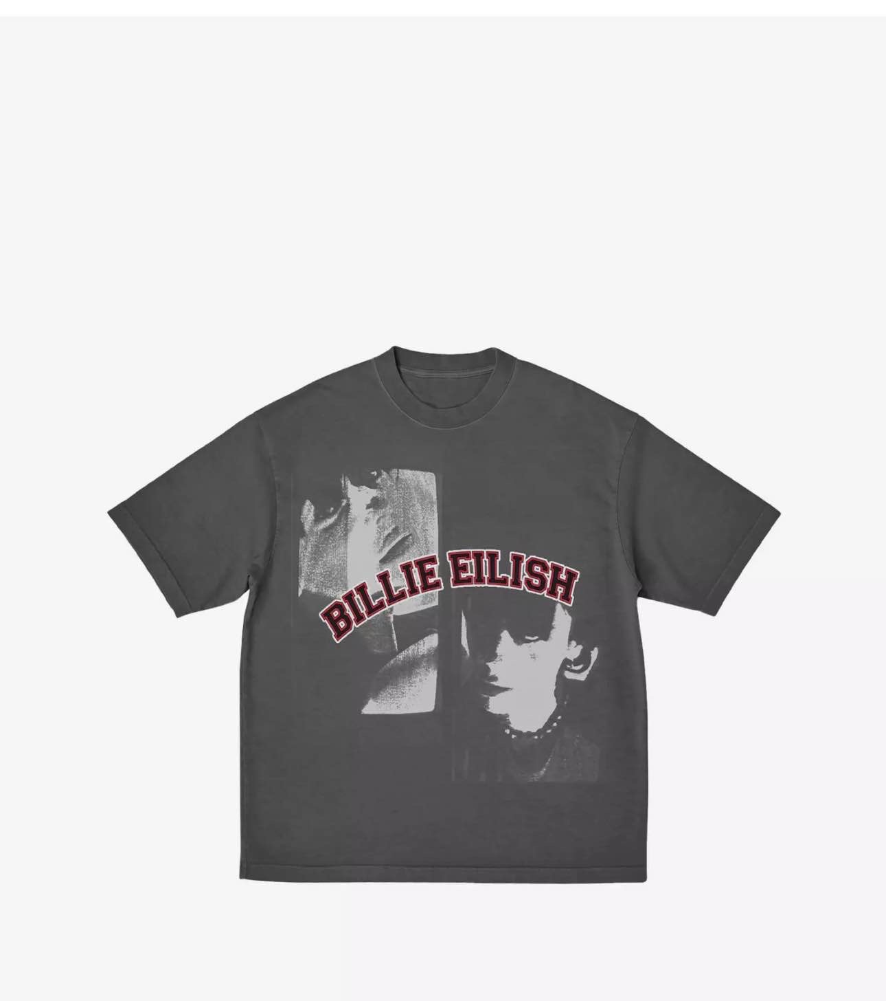 Billie Eilish Double Portrait Grey Boyfriend Fit Girls T-Shirt