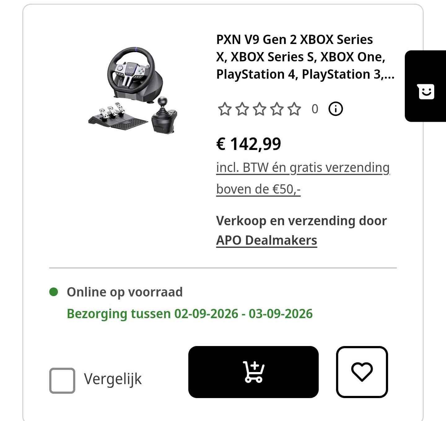 PXN V9 Gen 2 XBOX Series X, XBOX Series S, XBOX One, PlayStation 4, PlayStation 3, PC Racestuur