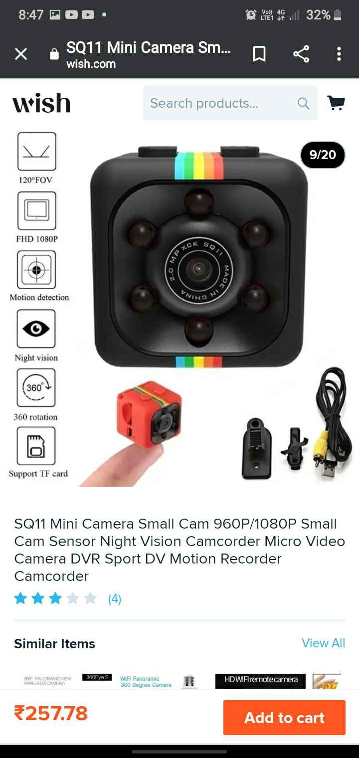 SQ11 Mini Camera Small Cam 960P/1080P Small Cam Sensor Night Vision Camcorder Micro Video Camera DVR