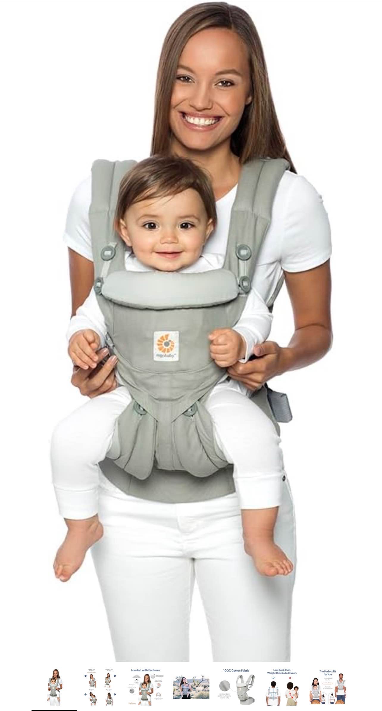 Ergobaby Omni 360 All-Position Baby Carrier for Newborn to Toddler with Lumbar Support (7-45 Pounds), Pearl Grey, One Size (Pack of 1) : Amazon.ae: Baby Products