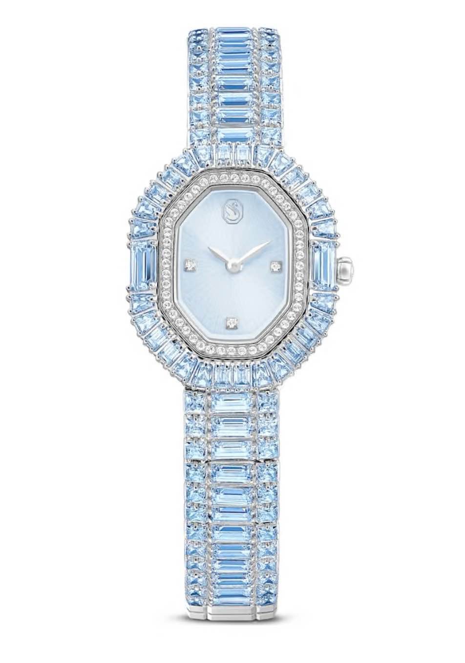 Matrix octagon watch Baguette cut, Metal bracelet, Blue, Stainless steel