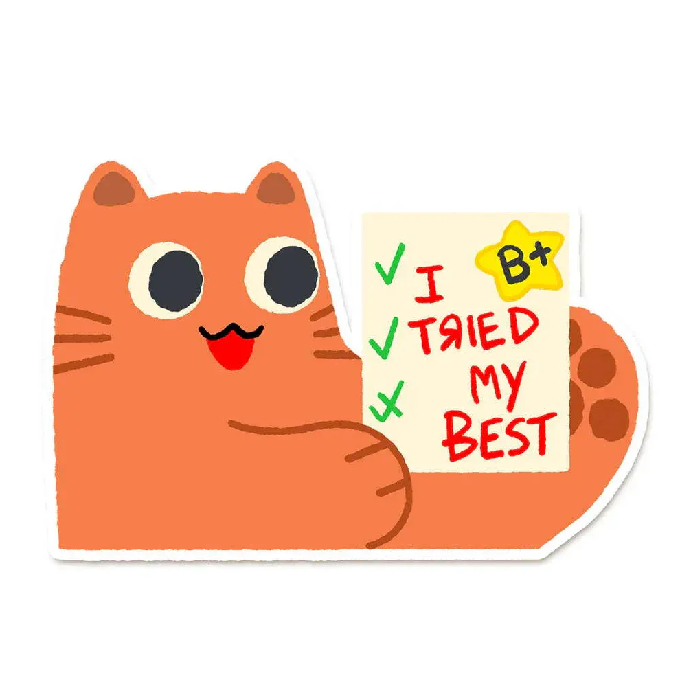 I Tried Orange Cat Vinyl Sticker