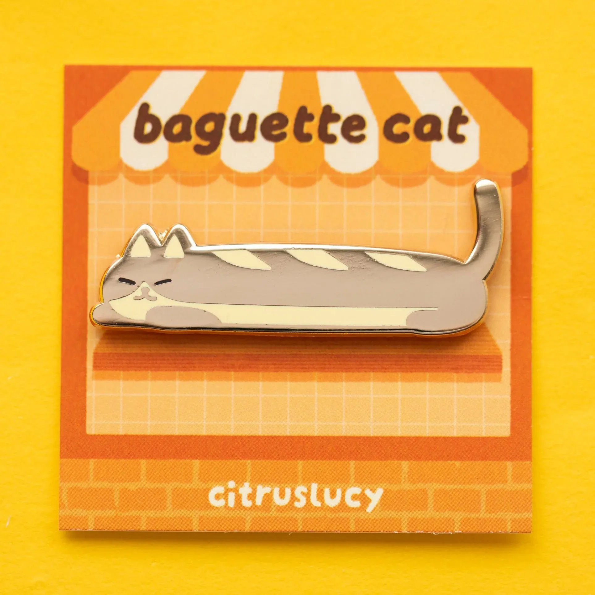 Baguette Cat Enamel Pin