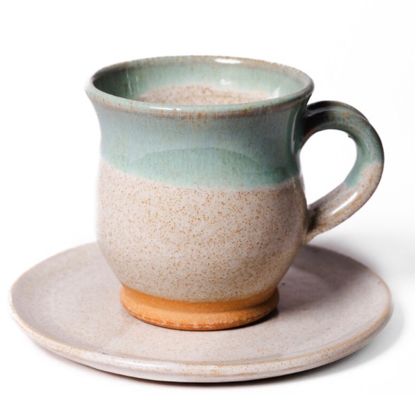 Set taza y platillo cerámica gres