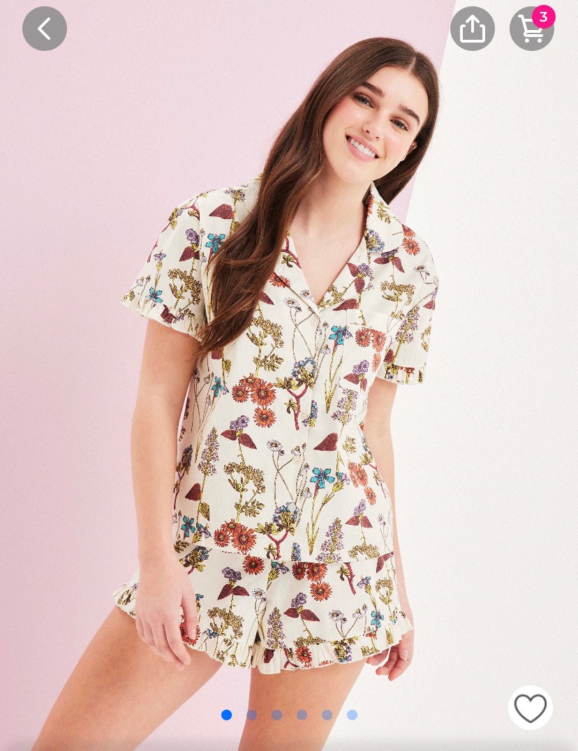 Pijama Camisero Full Print Rom&aacute;ntico con Vuelos