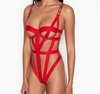 Banded Logo Shine Strap Teddy - Very Sexy - vs