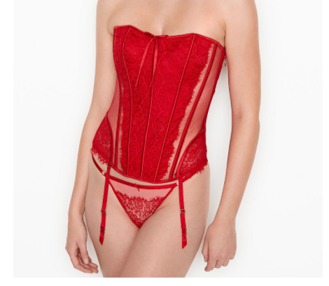 Lace & Sheer Mesh Corset - Very Sexy - vs