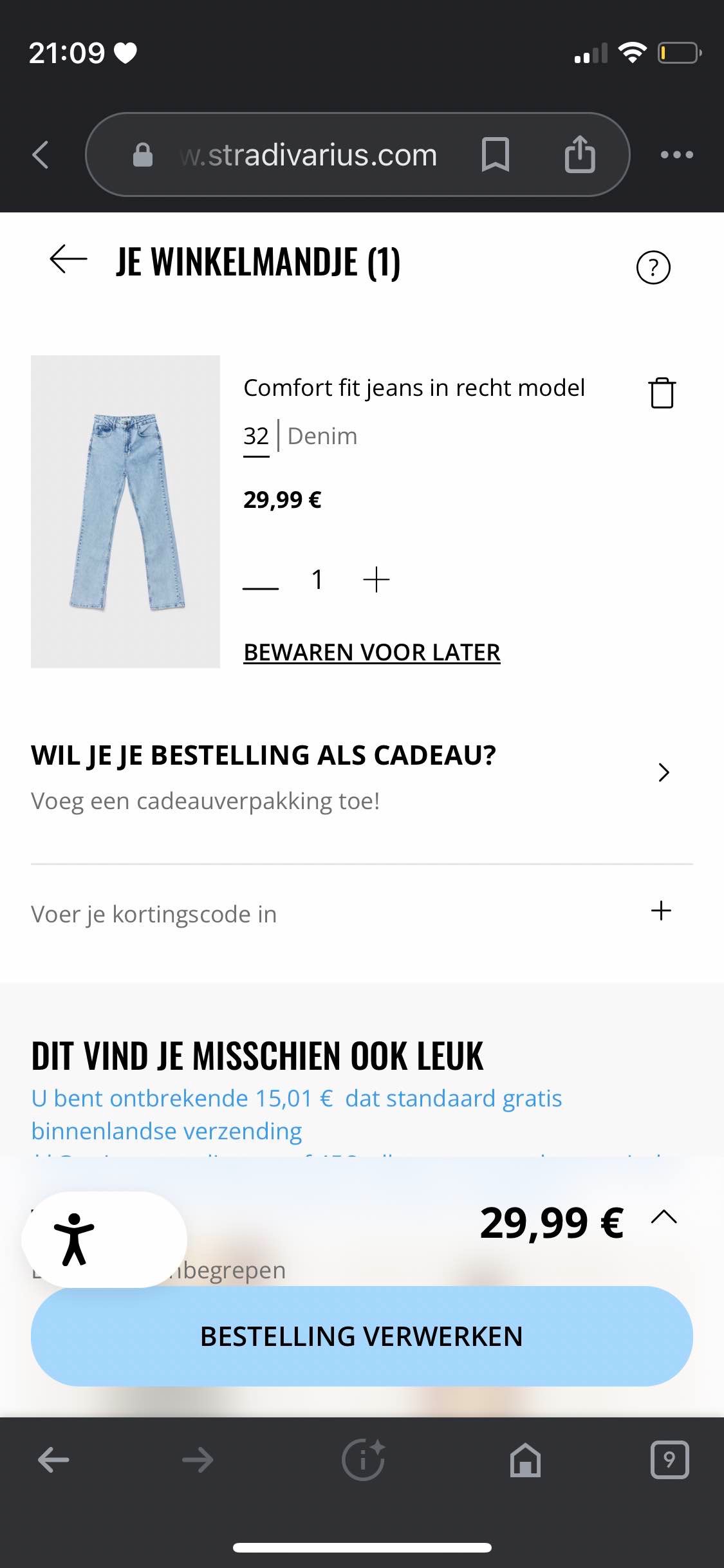 Comfort fit jeans in recht model 32 Denim