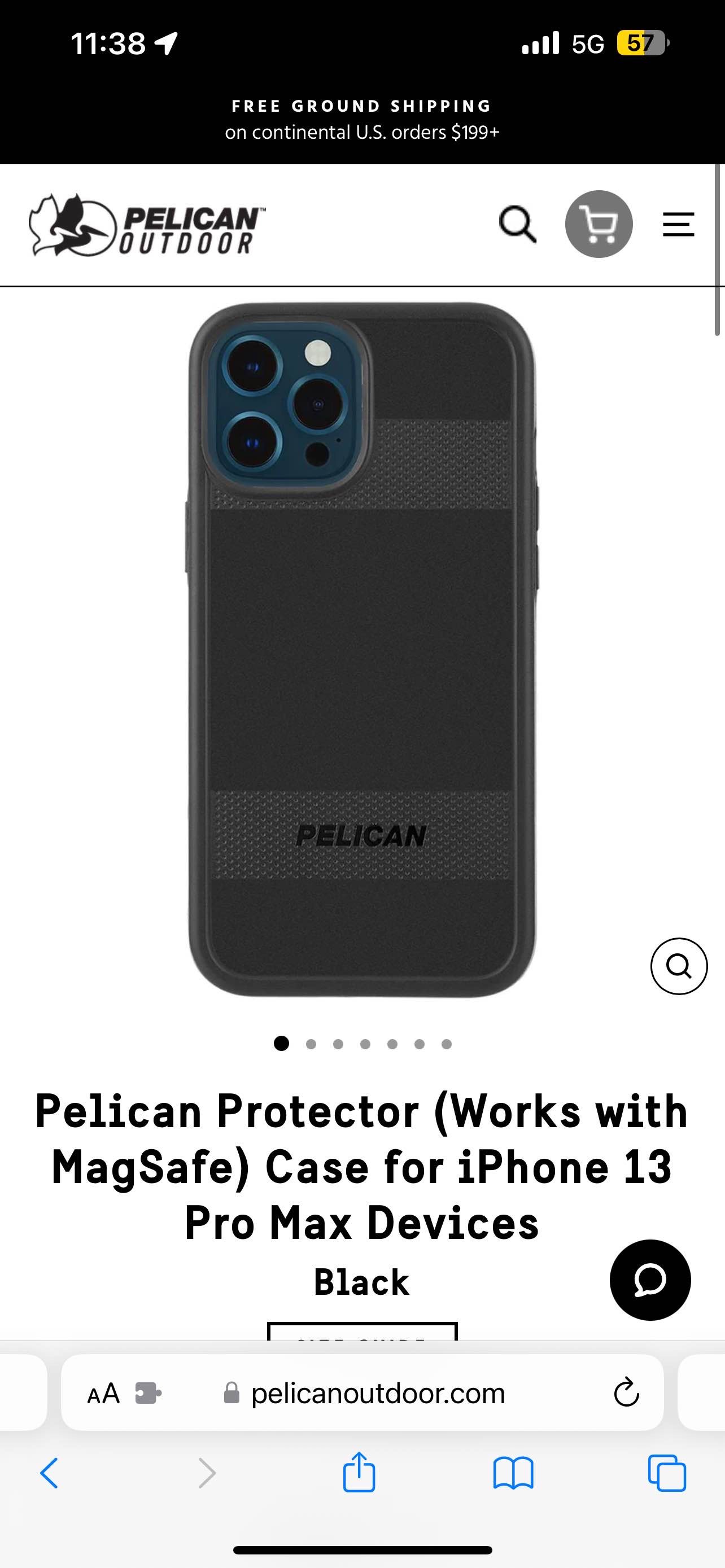 Pelican Protector (Works with MagSafe) Case for iPhone 13 Pro Max Devices - Black