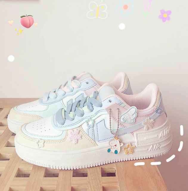 Kawaii Sneakers Candy Color Canvas Japanese Style Patchwork Women's Footwear Cute Girls' Lolita Shoes Stickers Zapatillas Mujer